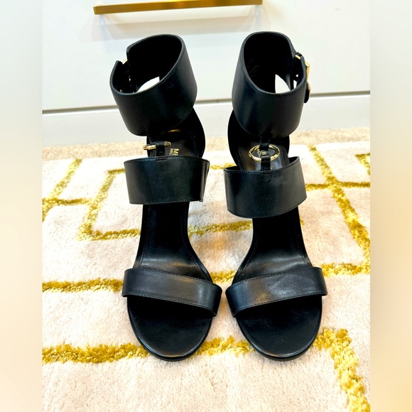 Michael Kors Black Amos leather Ankle Strap Heels - Size 9M - Picture 3 of 4